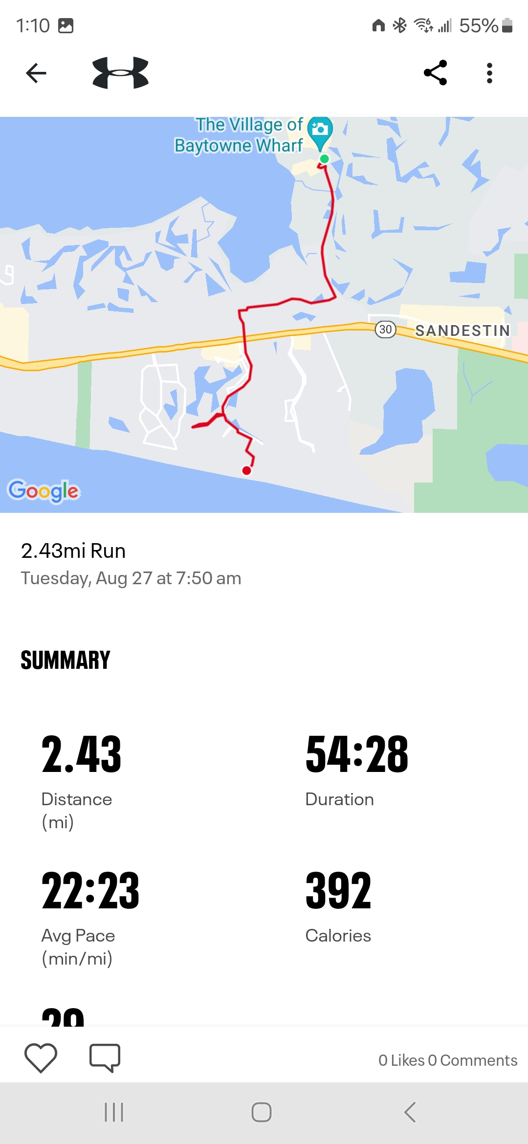 Anthony R Locke Aug 19 25 Win by a Mile MapMyFitness Route 01