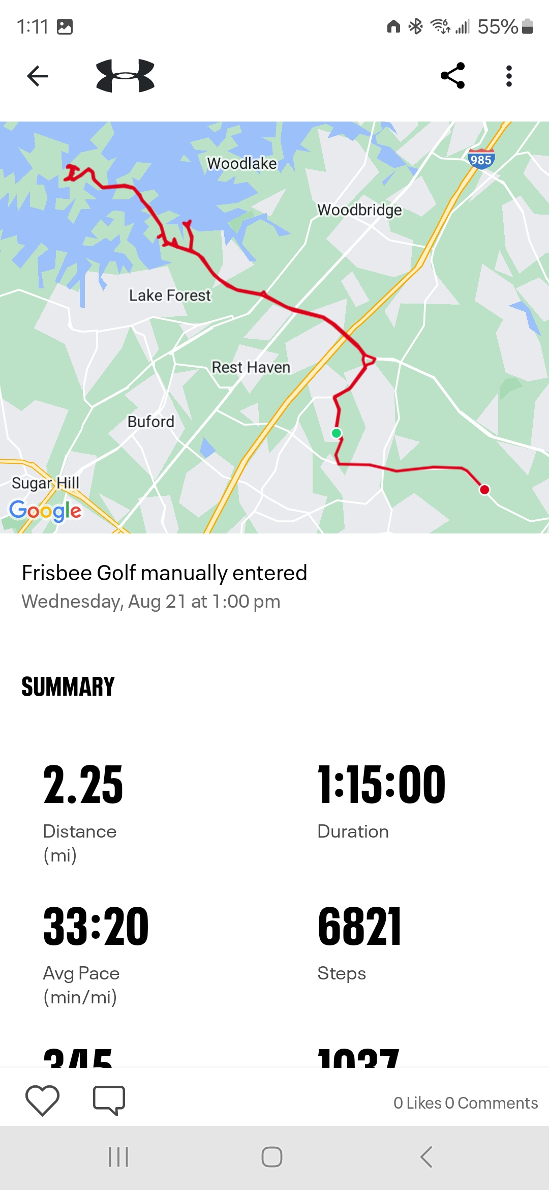 Anthony R Locke Aug 19 25 Win by a Mile MapMyFitness Route 07