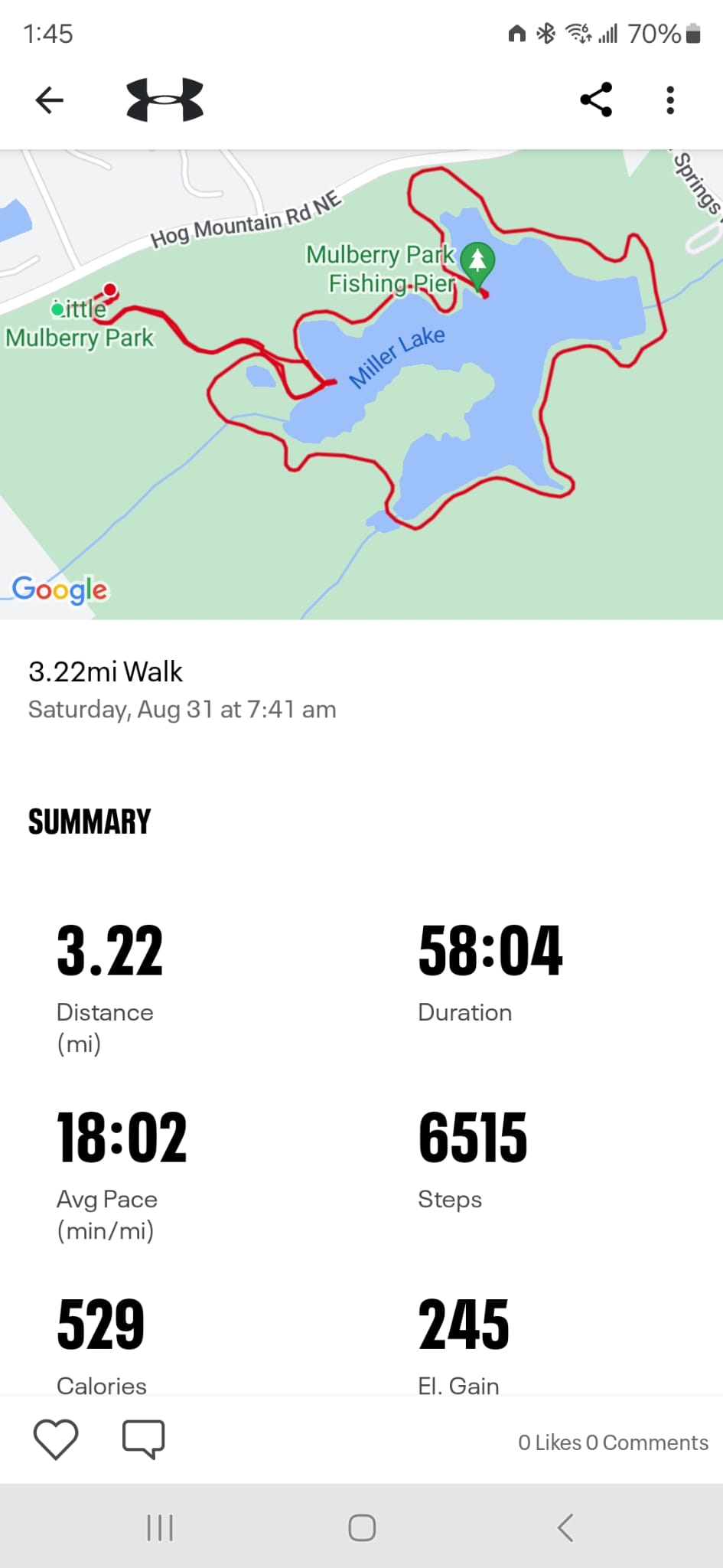 Aug 31 2024 Little Mulberry Lake Walk Anthony R Locke Win by a Mile